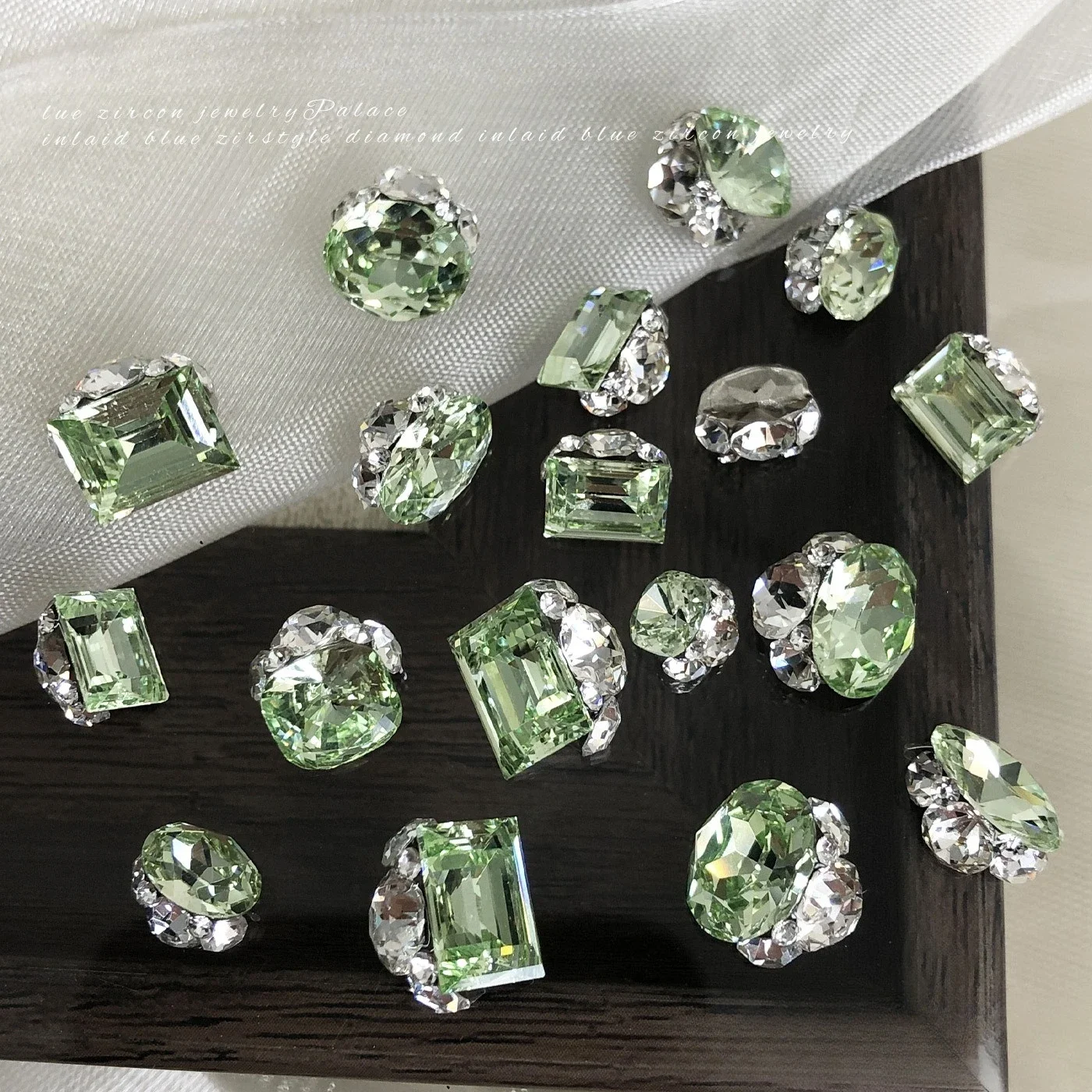 1Pcs Olive K9 Crystal Nail Rhinestone Cluster, Sparkly No‑base Oval Square Pre‑made Rhinestone Ball for DIY Nail Decorations