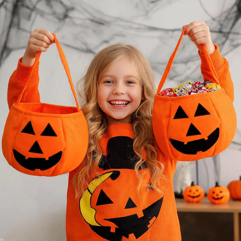 Halloween Pumpkin Bag, Portable Candy Fruit Basket, Handheld Gift Basket, Halloween Party Decoration Supplies