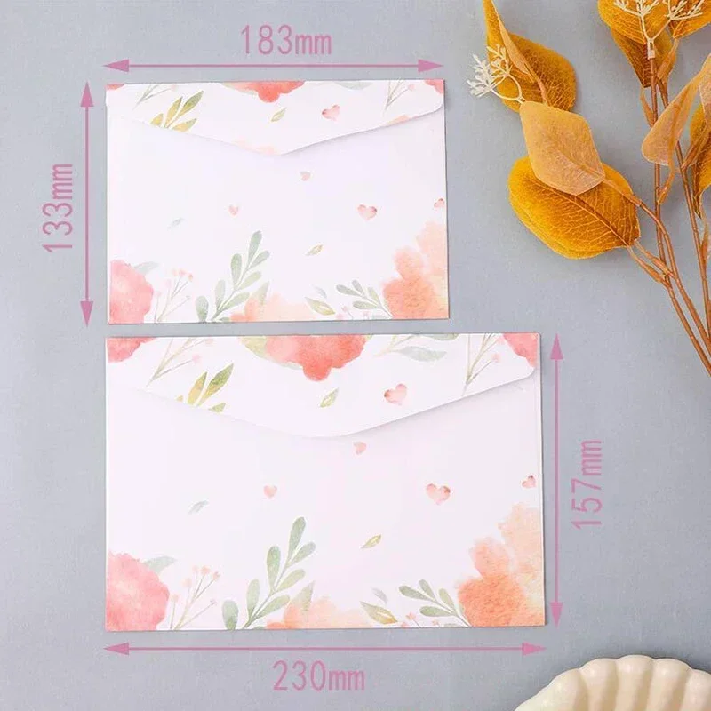 5pcs Extra Large Envelopes Kawaii Cherry Lotus Envelopes for Letter Pads Wedding Party Invitation Card Postcard Cover Gift Wrap