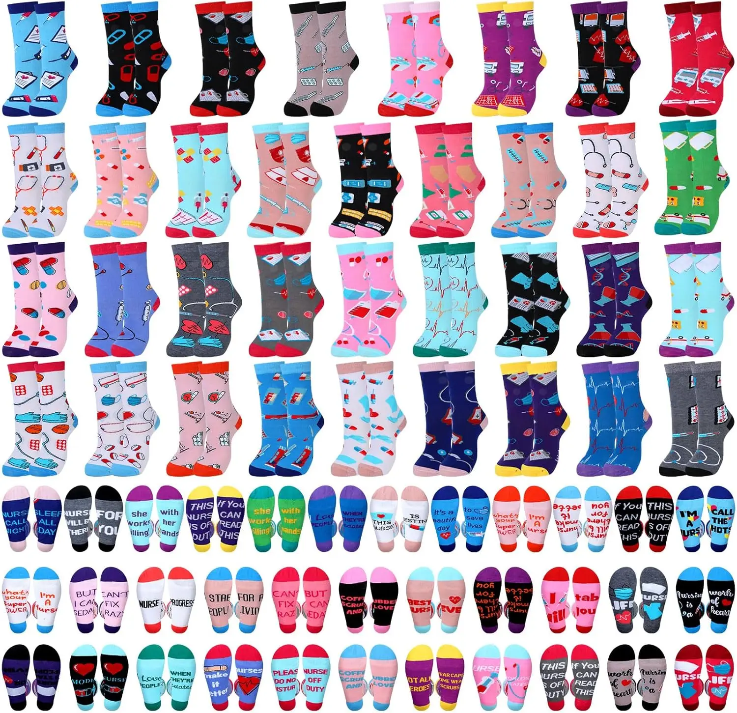 Funny Nursing Socks for Women - Medical Compression Crew Socks, Perfect Gift for Nurses, Doctors, Students