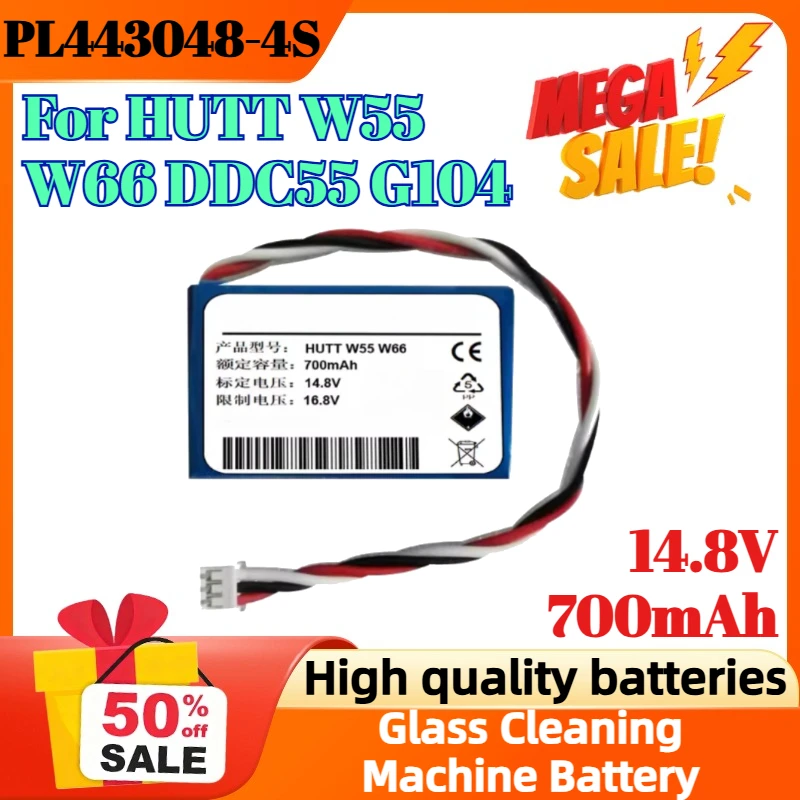 

PL443048-4S 700mAh 14.8V Li-ion Rechargeable Battery for HUTT W55 W66 DDC55 G104 Glass Cleaning Machine Battery