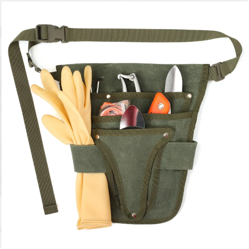 Canvas Garden Tool Belt, Multi-Pocket Storage Pouch, Waterproof Portable Durable Tool Bag for Men & Women