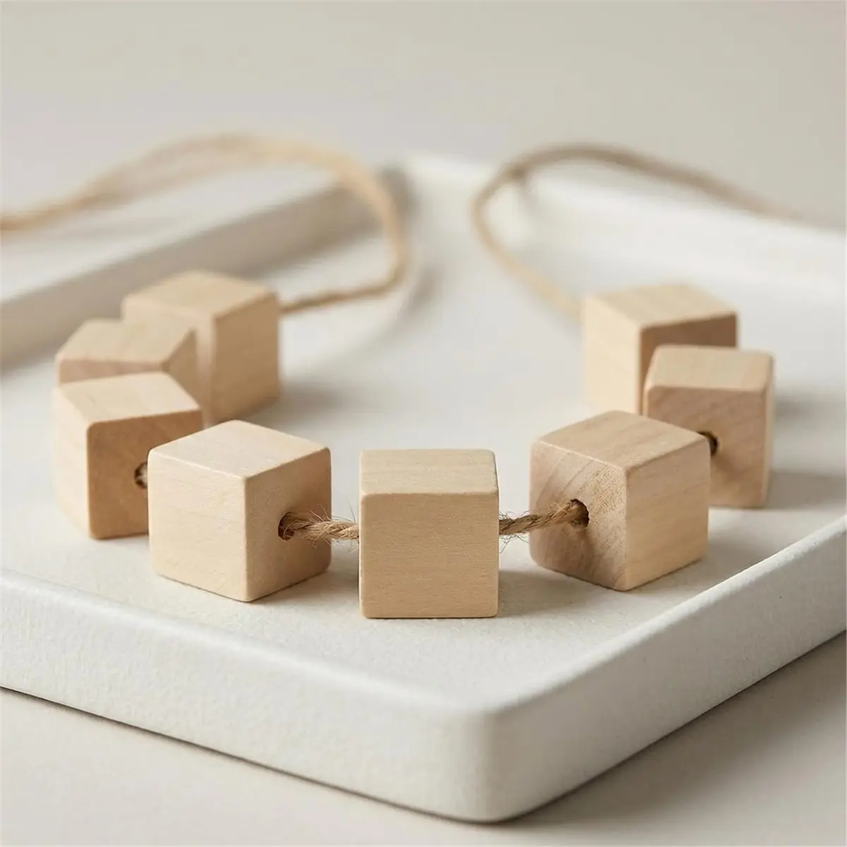 2026 New Tool 200 PCS 1Inch Wood Cubes with Holes, Wooden Square Beads Unfinished Solid Wood Blocks for Craft, DIY Projects
