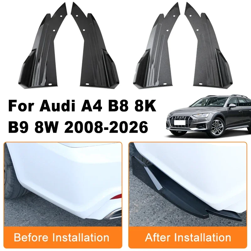 

Car Rear Bumper Spoiler Lip Diffuser Side Skirt Splitter Wrap Angle Anti-Crash Protection Trim For Audi A4 B8 8K B9 8W 2008-2026