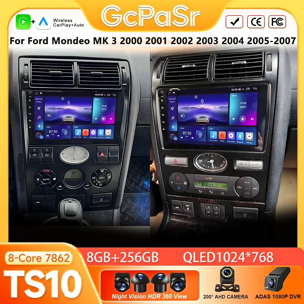 Car Radio Carplay For Ford Mondeo MK 3 2000 2001 2002 2003 2004 2005-2007 Navigation GPS Android Auto Video Autoradio 4G No 2din