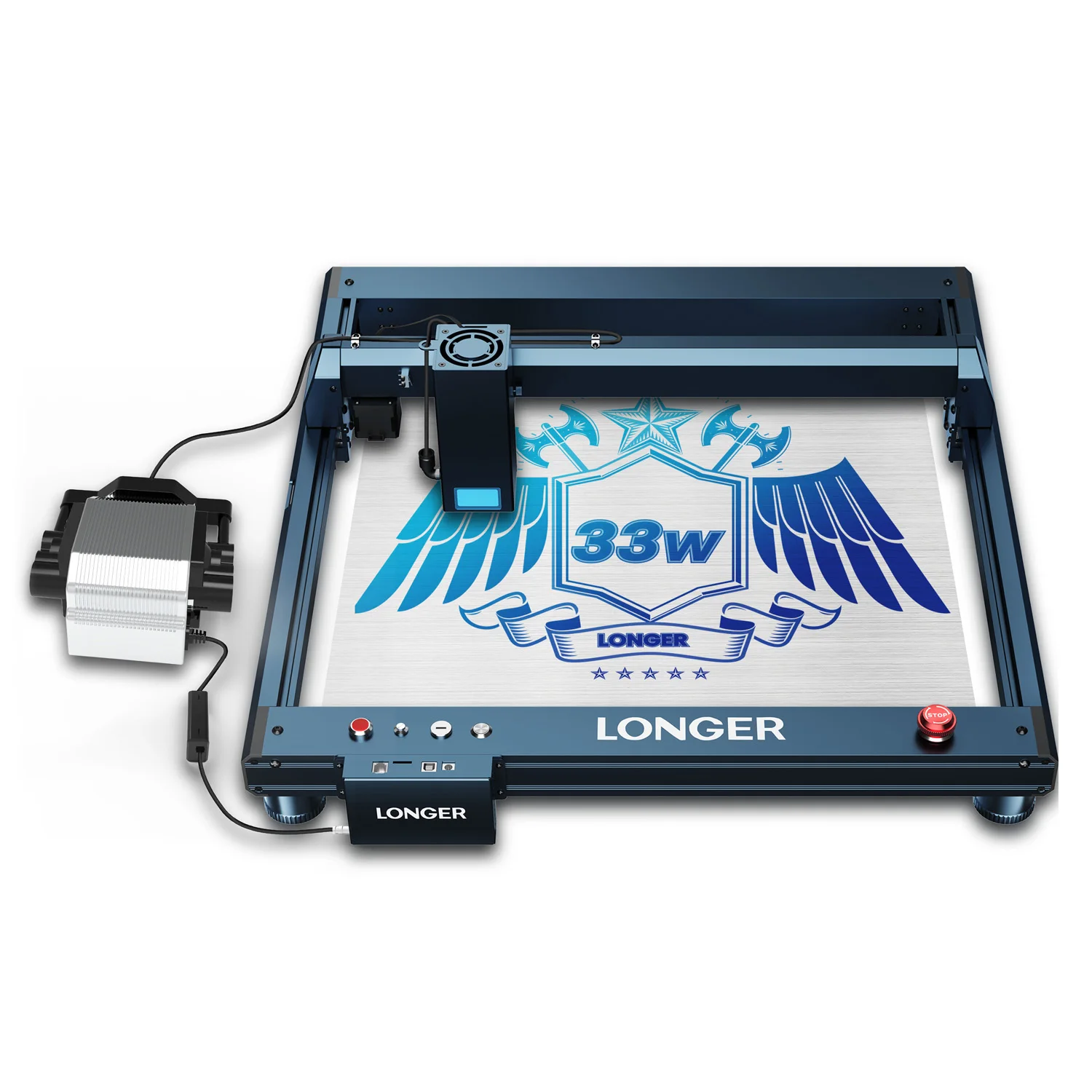 Longer Laser B1 30W (33-36W uitgangsvermogen) 6-kern diode 33-36W vermogenslaser, de lasergraveermachine verbetert de snijcapaciteiten.