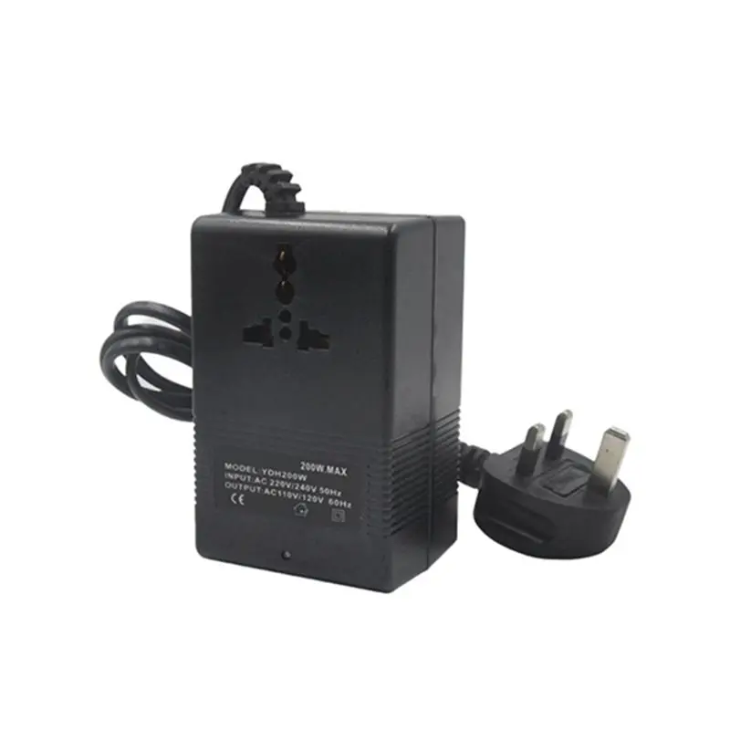 A77K 200W Voltage Converter 220V to 110V Transformer Down Transformer Voltage Converter Travel Adapter UK Plug