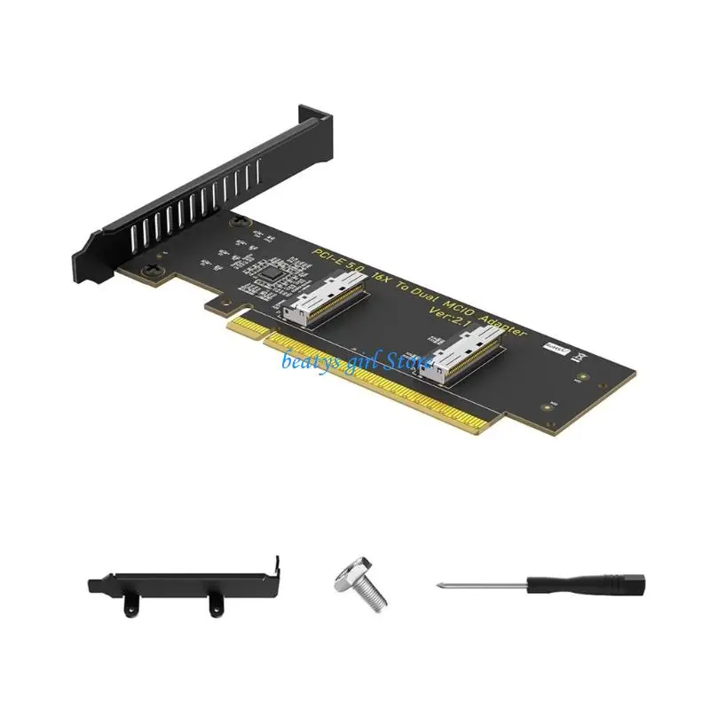 C7AB Low Profile Double MCIOs PCIe 5.0 X16 Converters for High Bandwidth Data Transfer and Servers Use