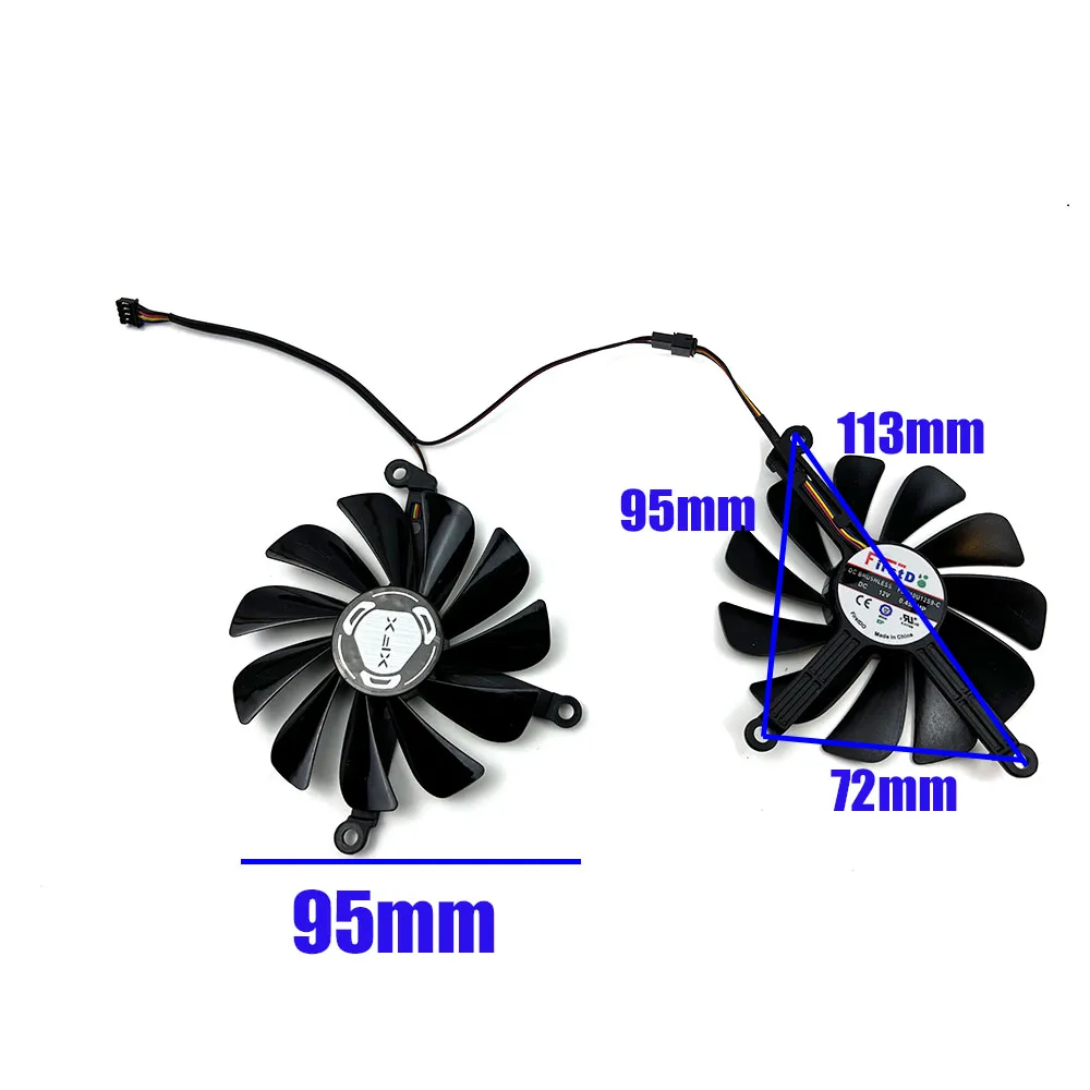 XFX 4PIN 95mm CF1010U12S GPU Video Card Cooler Fan XFX Radeon RX 5700 XT 8GB THICC II Ultra/ 5700 8GB DD Ultra Graphics Card Fan