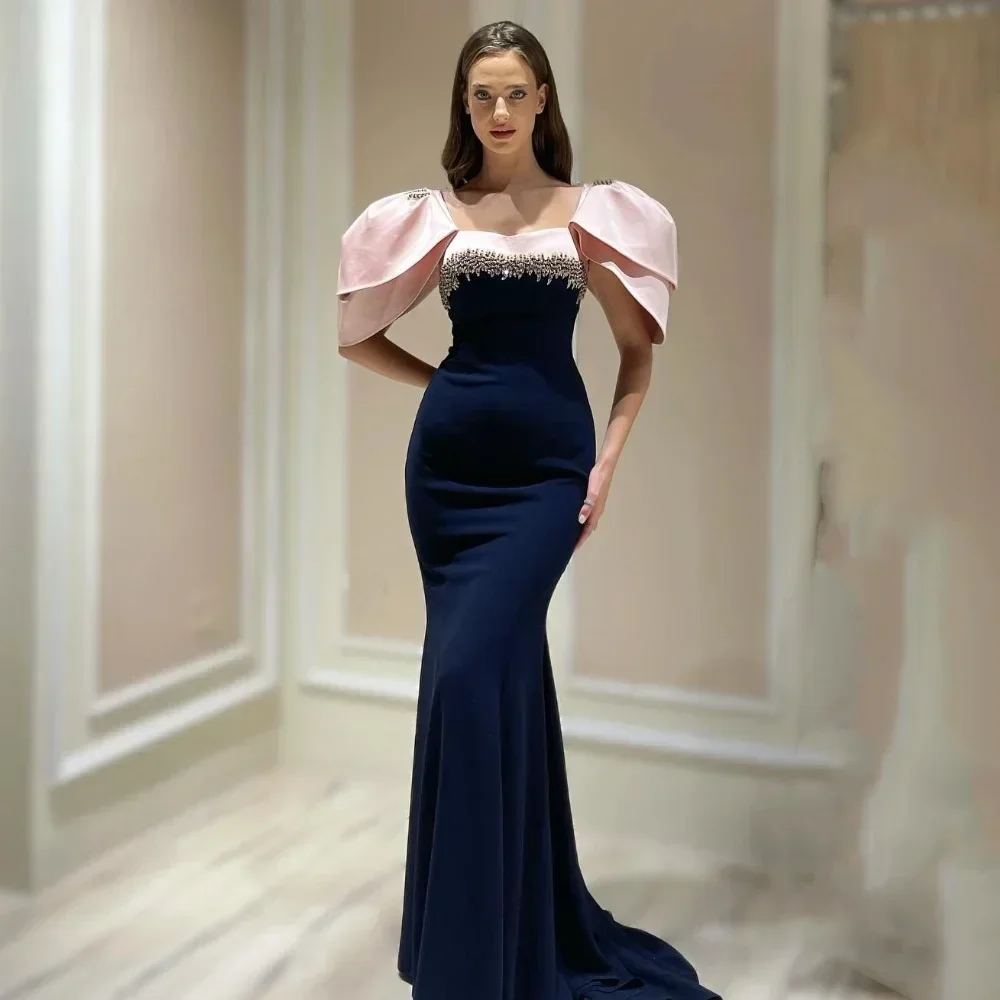 

Exquisite Jersey Sequined Rhinestone Trumpet Poretrait Strapless Long Dresses Prom Dresses Classic Simple Fashion Elegant sexy