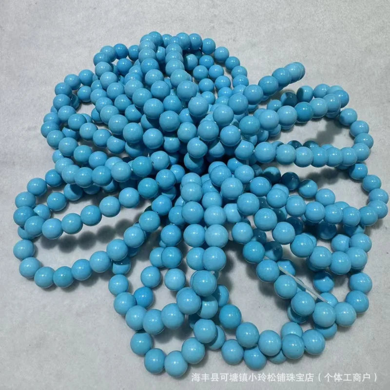 

Natural Magnesite Blue Glossy Full Bracelet Turquoise Loose Beads