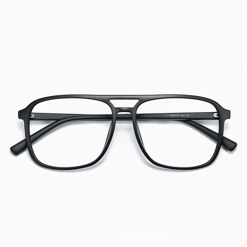 Big Size Glasses Man Vintage Pilot Eyewear Ultra Light TR90 Transparent Frame Black Optical Prescription Eyeglasses Myopia 087