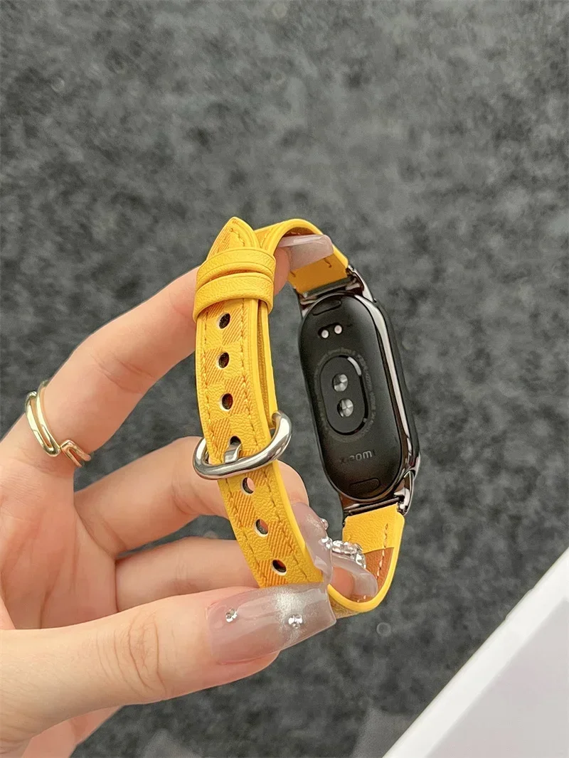 Leather Strap for Xiaomi Mi Band 8 Nylon Canvas Original Replacement Bracelet Smartwatch miband 8 NFC Correa Mi Band 8 Wristband image 4