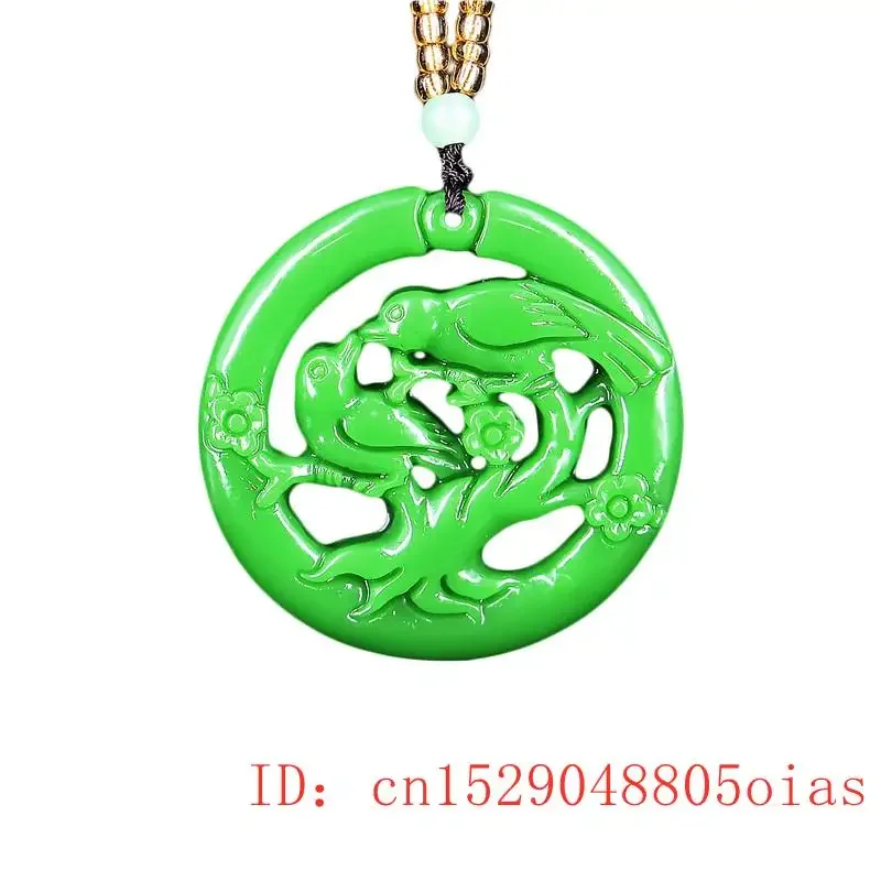 

Jade Bird Pendant Fashion Necklace Natural Lovebirds Double sided Jadeite Charm Chinese Jewelry Carved Amulet Gifts