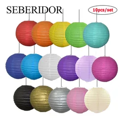 Wedding Party Favor Folding Round Paper Lantern White Pink Blue 6