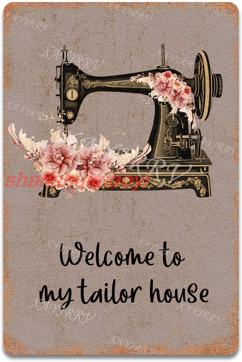 Sewing Machine Metal Tin Sign welcome to my tailor house Art Wall Plaque Decor Wall Panel Retro Mural 8.00