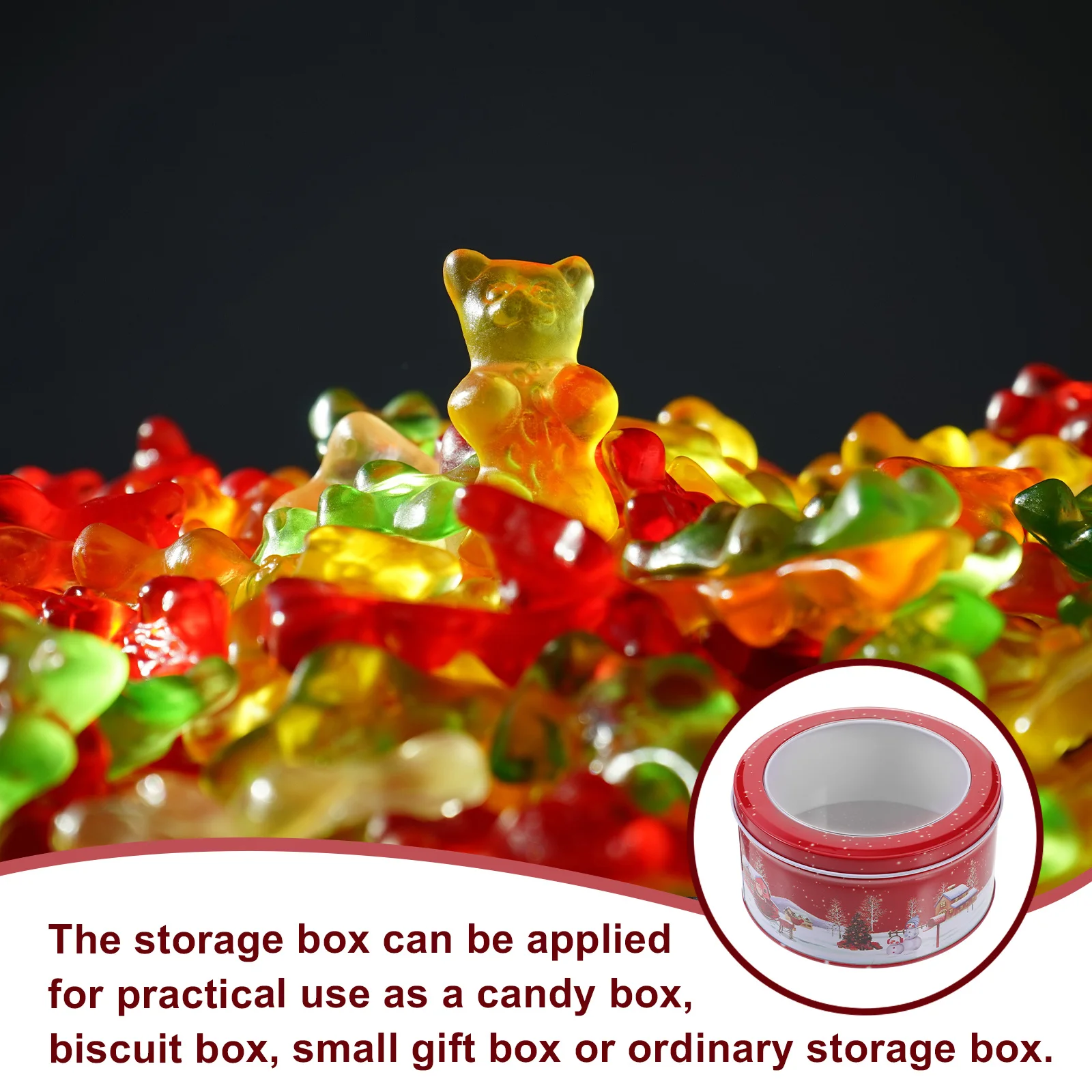 

1pc Christmas Tinplate Cookie Box Candy Storage Container Biscuit Tin Xmas Gift Packaging Holiday Decor Treat Case