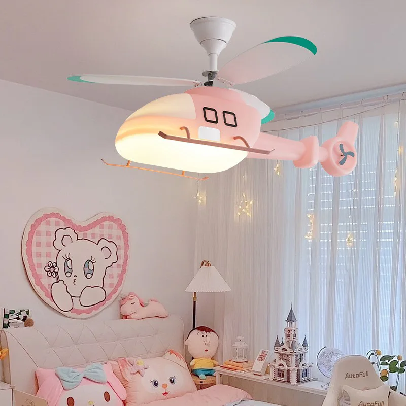 Modern eye protection cartoon modeling light boy room helicopter fan light y