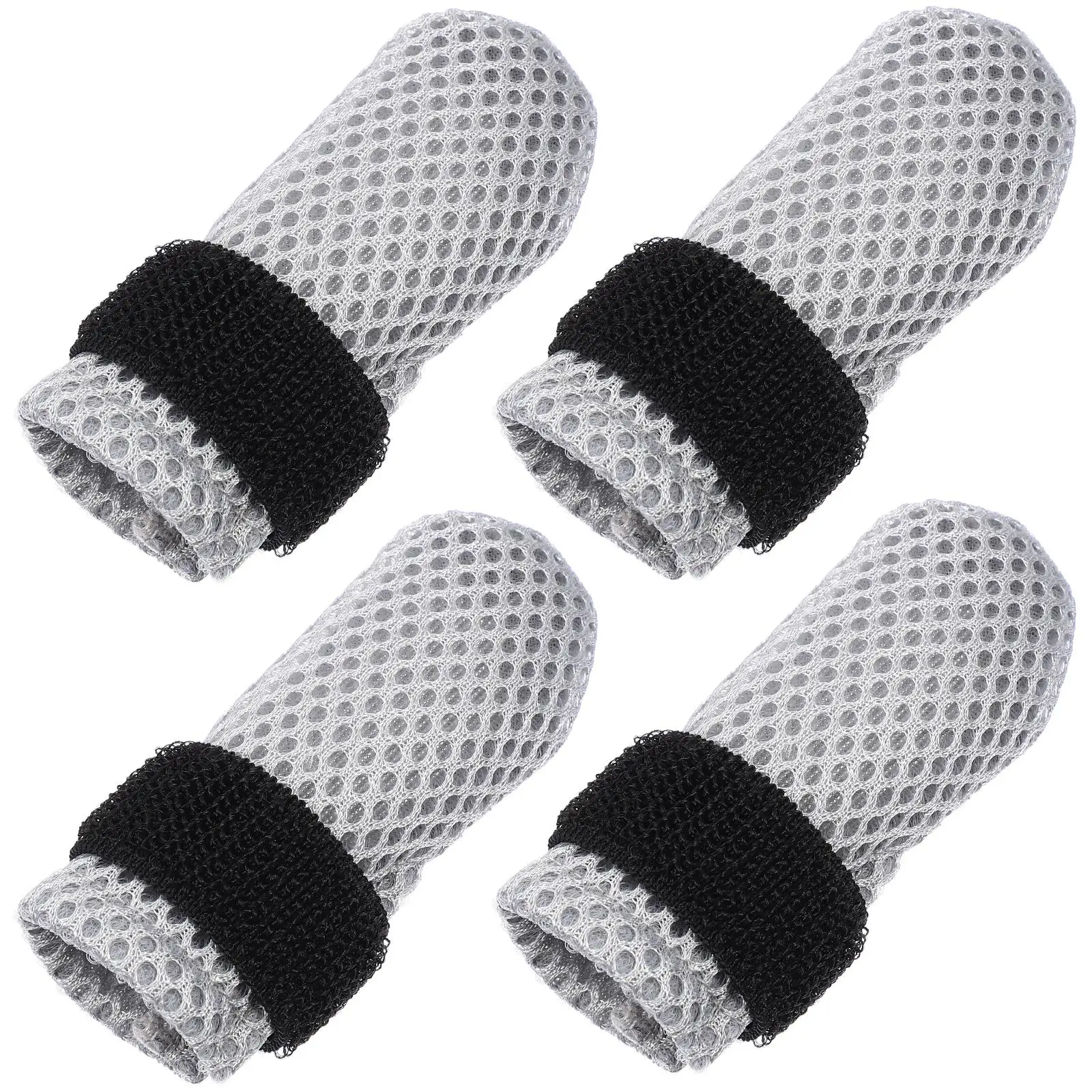 

4 Pcs Cat Shoes Foot Sleeves Claw Covers Feet Socks Gray M Size Breathable Mesh Easy Adjust Elastic Band Protect Floor Warm