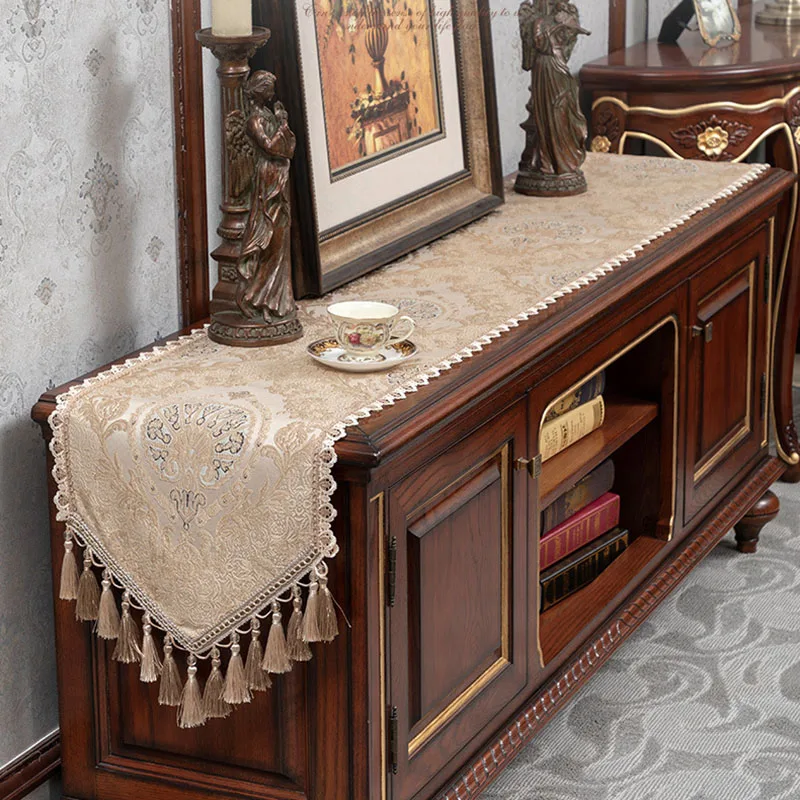 

Скатерть-дорожка в европейском стиле с кисточками, изысканная длинная скатерть с заостренными концами для гостиной, банкета, свадьбы, вечеринки, декора для столовой