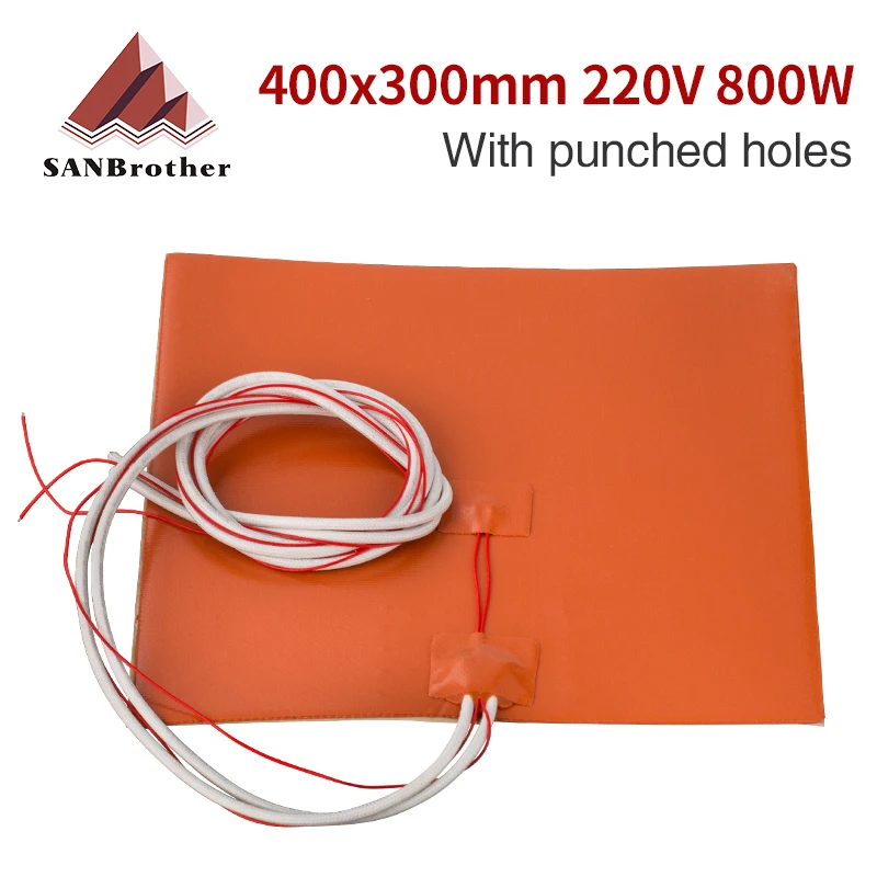 Custom Size Silicone Heated Bed Heating Pad Waterproof 400x300mm 220V 800W for 3D Printer Parts Hot Bed