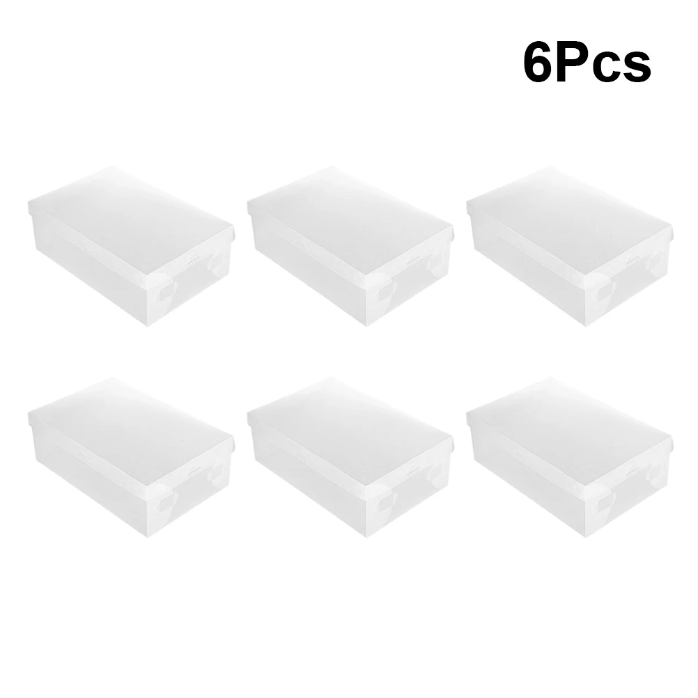 

6pcs Transparent Boxes Thickened Transparent Shoe Racks Plastic Storage Shoe Racks For Closet Drawer Kitchen Office 28X18X10Cm