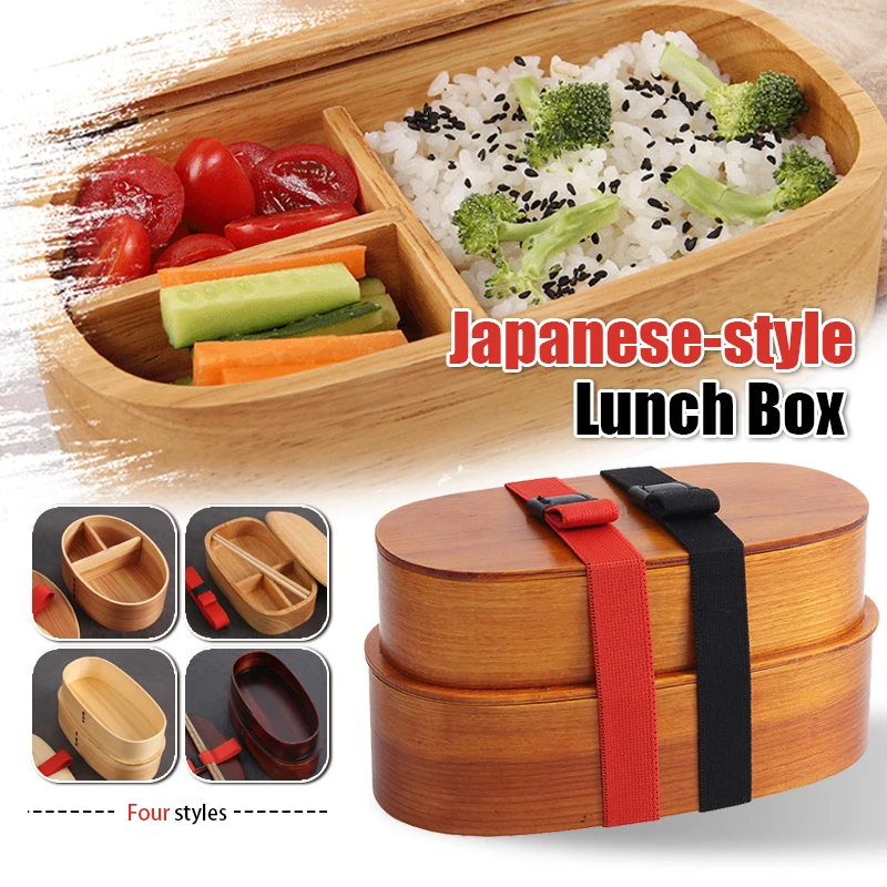 Japanese Bento Box Sushi Tableware Bowl Food Container Wooden Lunch Box School Kid Office Worker Lunch Box Portable