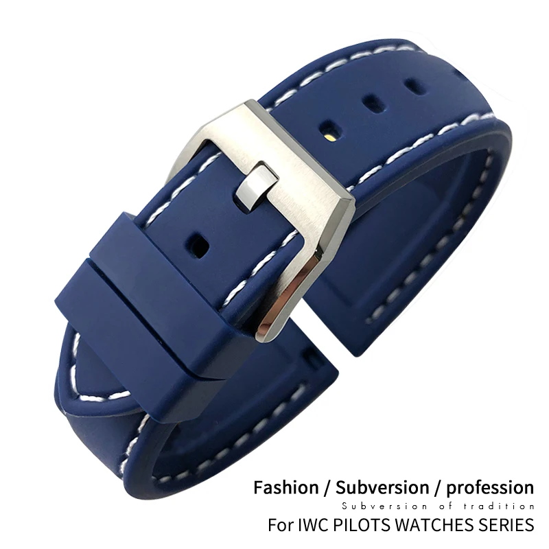 19mm 20mm 21mm 22mm Natural Rubber Watchband for IWC Big PILOT Watch Spitfire Portofino Family Mark 18 Soft Silicone Strap