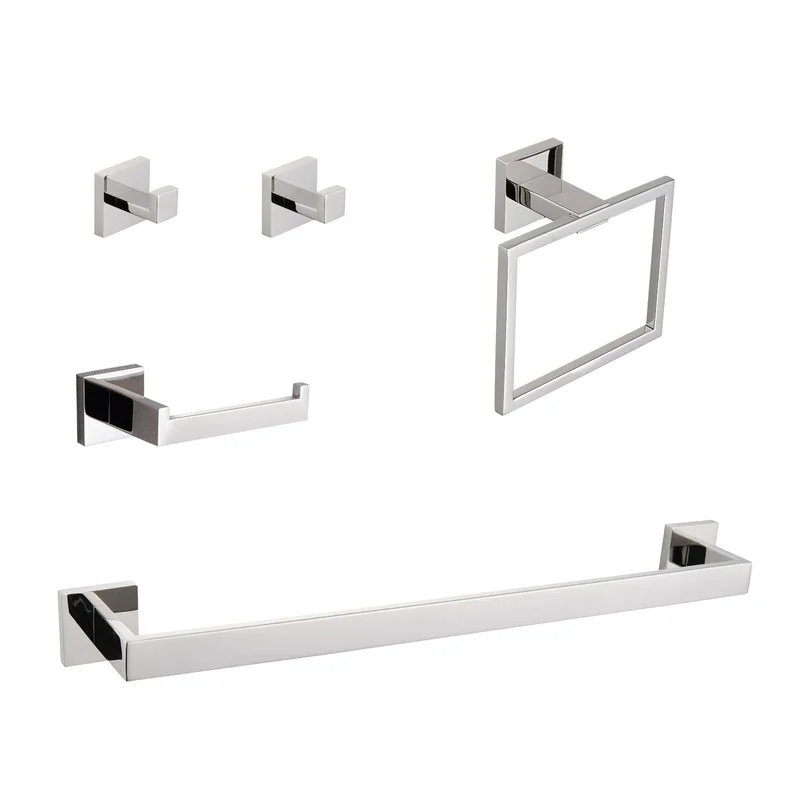 

5-Piece Bathroom Hardware Set, Modern Stainless Steel Accessories for Sink, Shower, and Mirror – Rustproof & Elegant Design