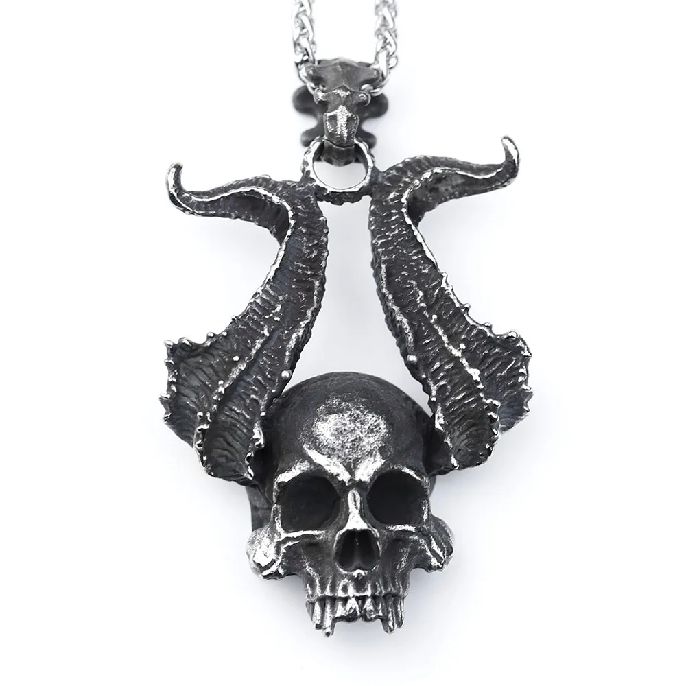 NEUE 316L Edelstahl Vintage Punk Schädel Biker Hochwertiger Schmuck Spezielles Design coole Herren Anhänger Halskette