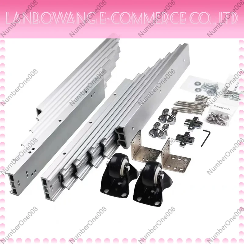 Cheap5/6 Hidden Folding Table Rails Aluminum Telescopic Cabinets Dining Slide Rails Flat Push Folding Table Hardware Ac