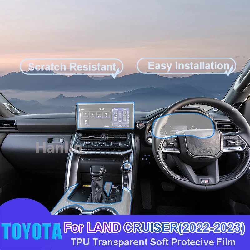 

For TOYOTA LAND CRUISER (2022-2023) Car Interior Center Console Transparent TPU Protective Anti-scratch Repair Film Car Sticker