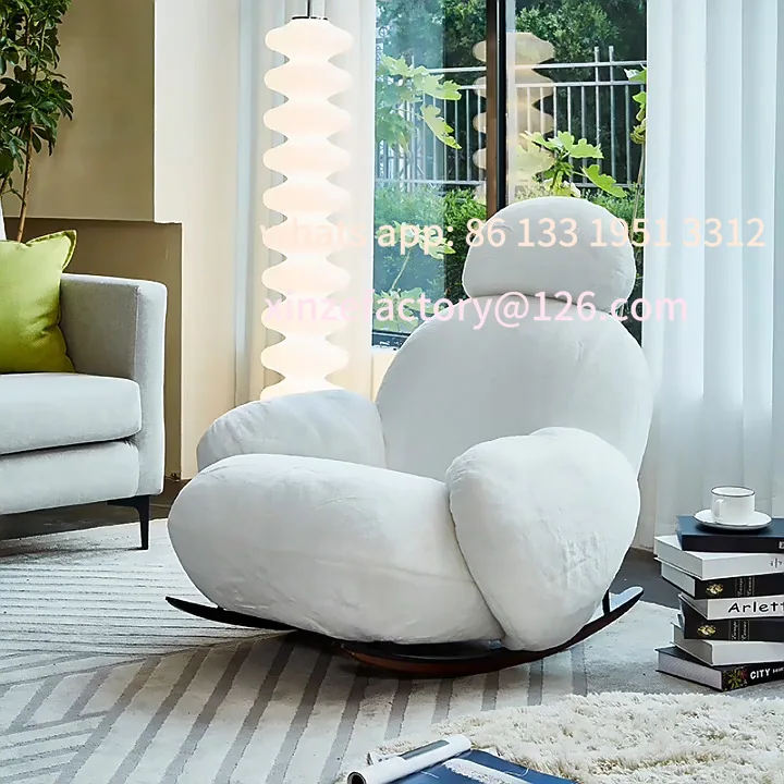 

Customizable chair living room single sofa recliner home balcony leisure cream wind Internet celebrity plush single chair