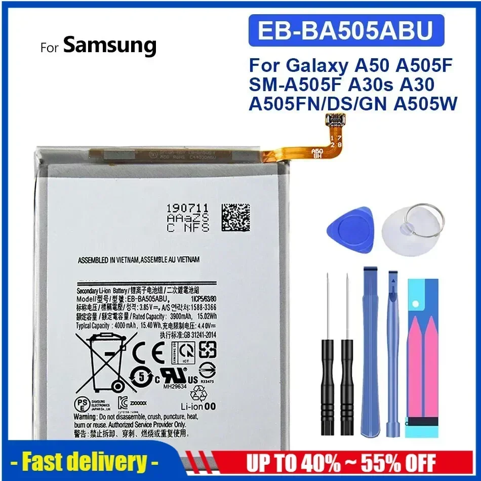 4000mAh EB-BA505ABU Battery For Galaxy A50 A30s A30 A505F SM-A505F A505FN/DS/GN A505W EB-BA505ABN