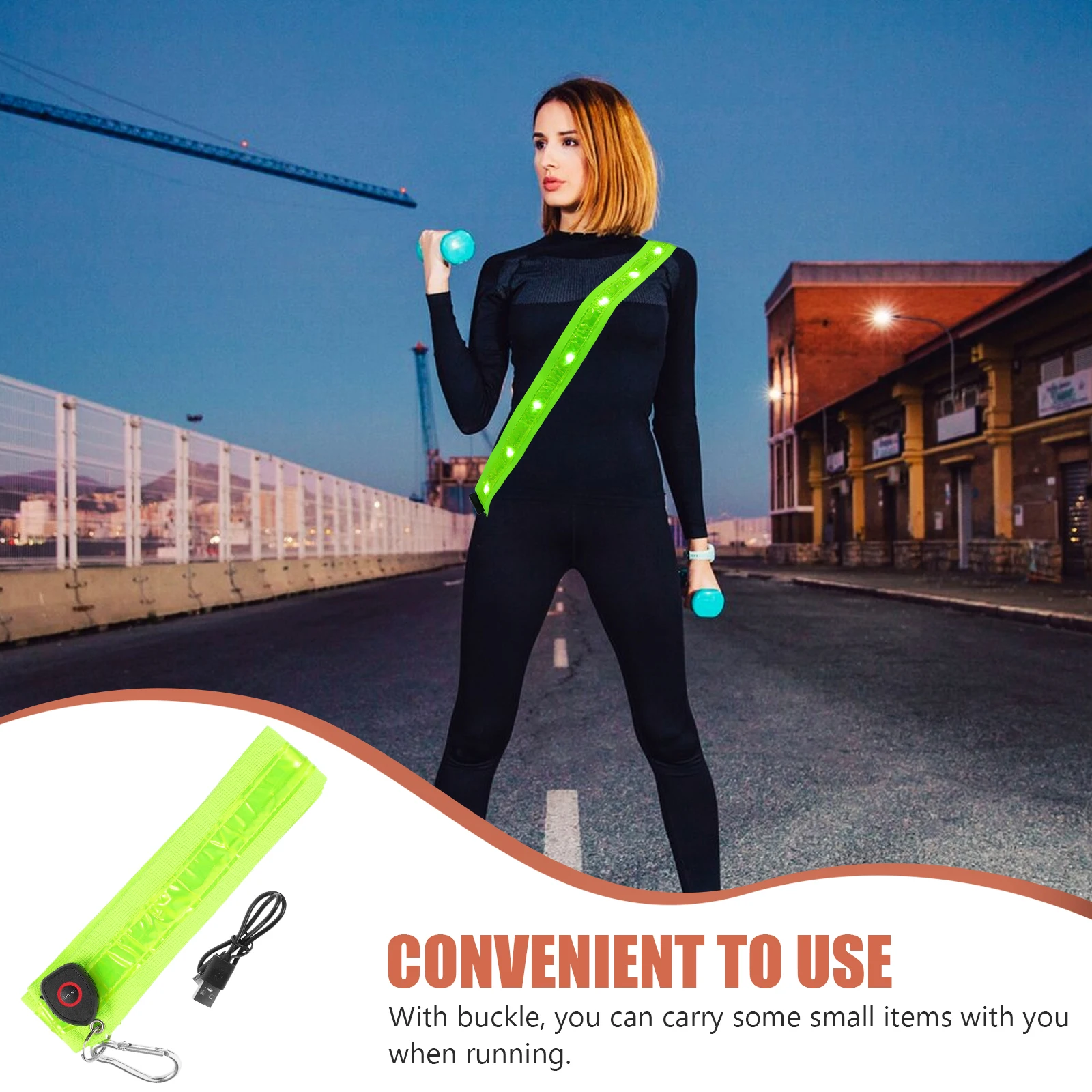 

Luminous Cross Shoulder Straps Led Reflective Belt Running Sash USB Nylon Glowing