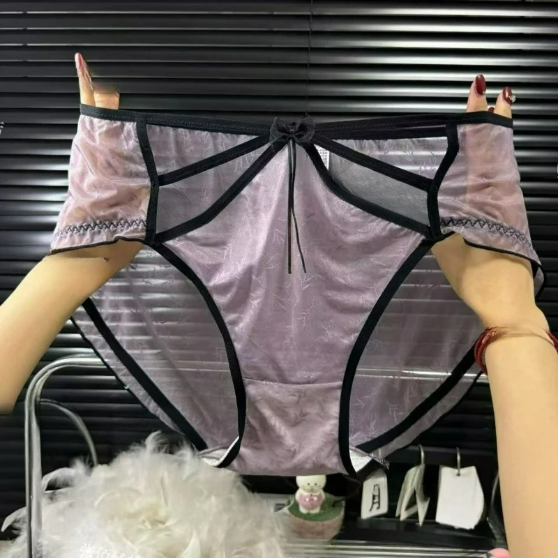 

Lace Transparent Briefs Hollow Sexy Pure Desire Wind High Waist New See-through Underwear Large Size Skin-friendly Breathable