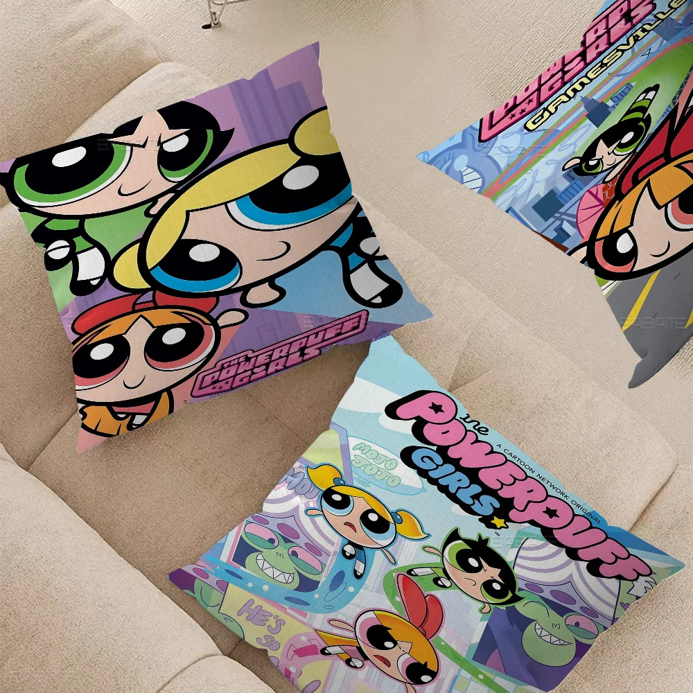 Cartoon P-Powerpuff Girls Stitch Lucky Dragon Pillow Cover Sofa Cushion Cover Home Room Decoration Children Gift