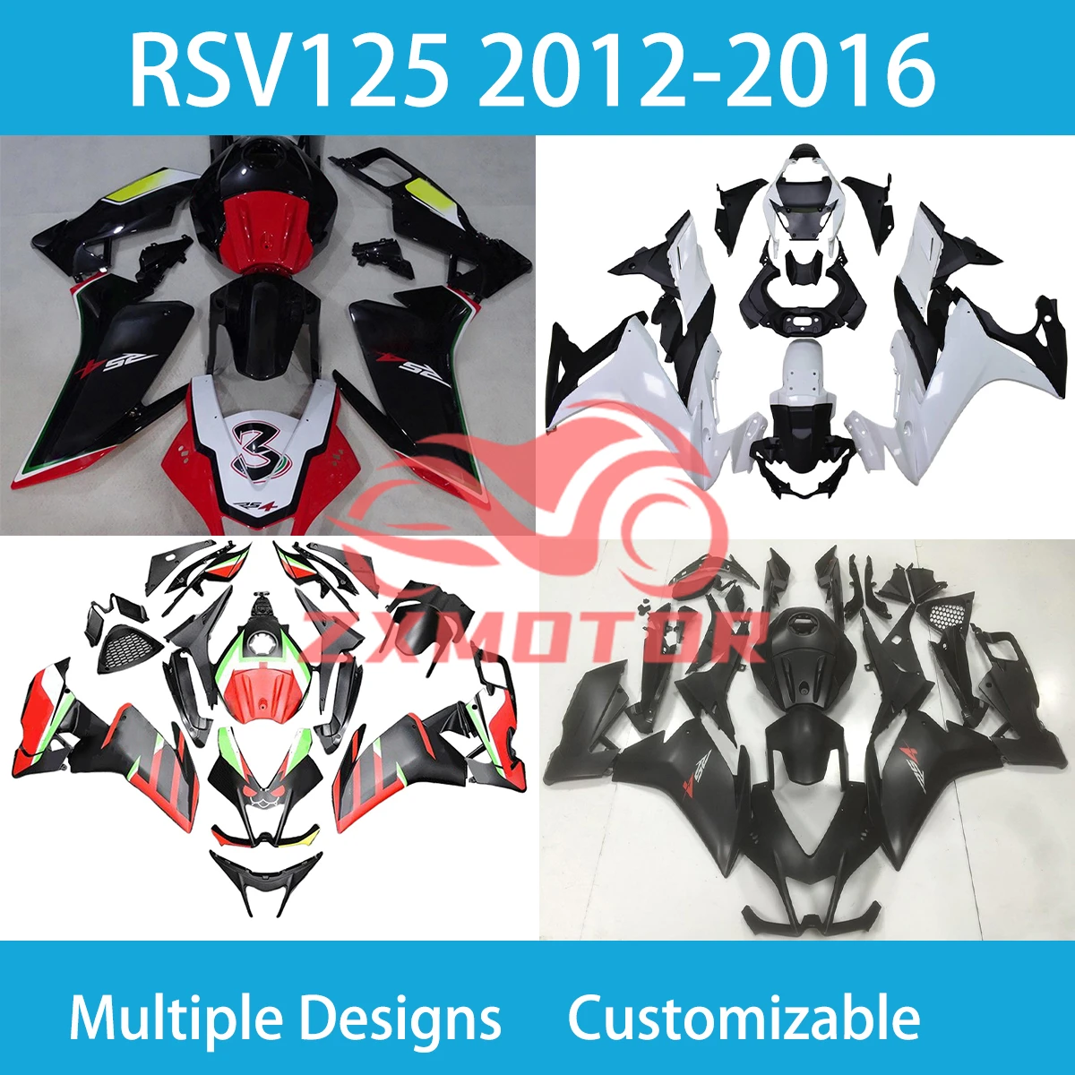 For Aprilia RSV 125 RS4 2012 2013 2014 2015 2016 Motorcycle Accessories Fairings RS125 12-16 ABS Cowling Injection Fairing Kit