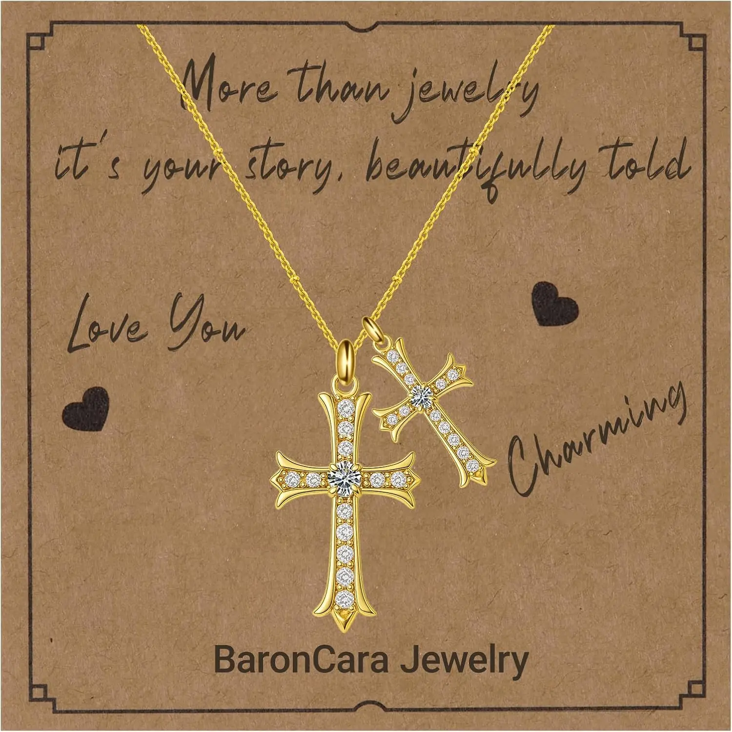 

Комплект из 2-х золотых/серебряных ожерелий с крестиками для женщин, изящные кулоны-крестики с регулируемой цепочкой, золотые украшения в подарок