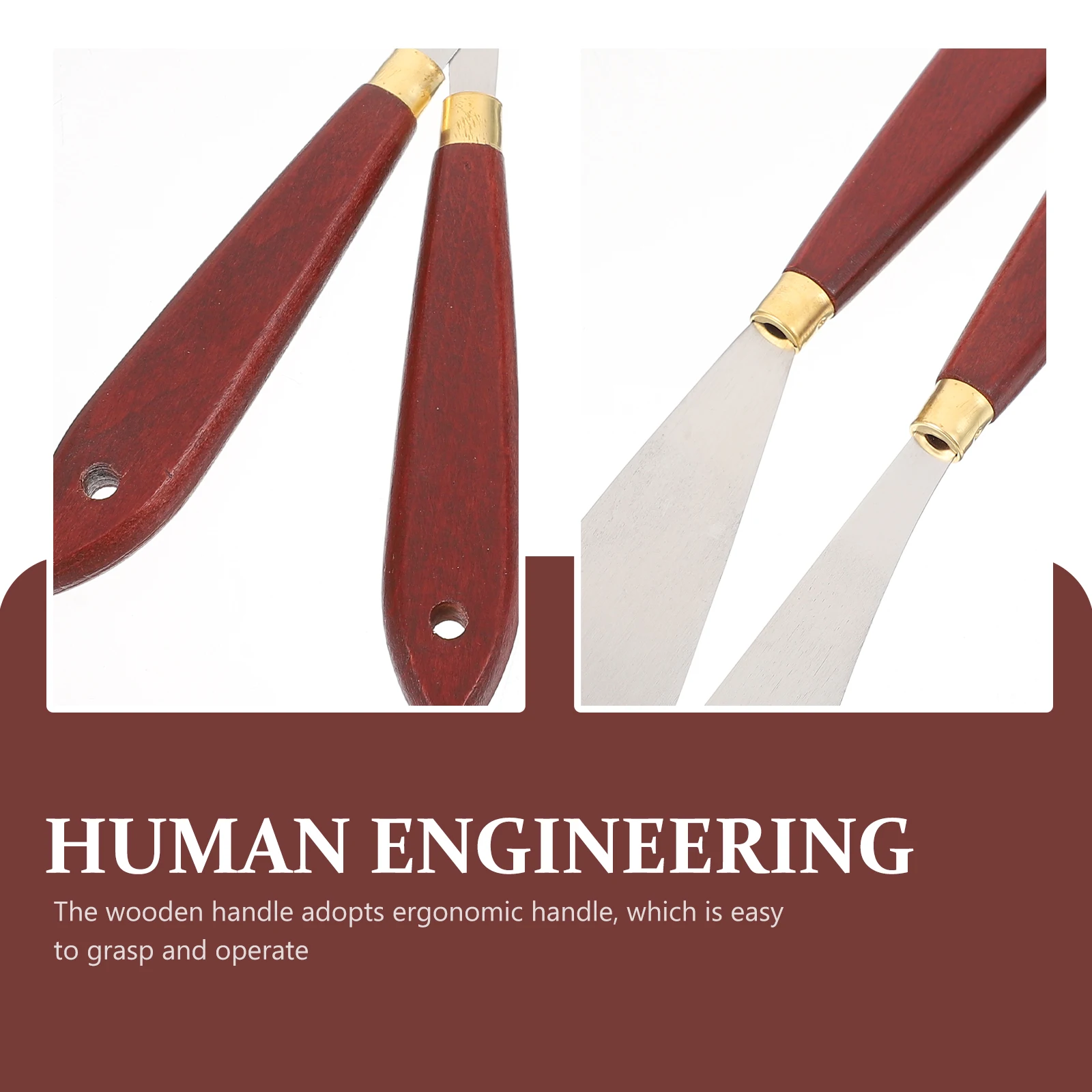 

4 Pcs Oil Painting Knife Set Shaped Scrapers Art Tools Pigment Mixers Wood Handle Stainless Steel Blades Lightweight Portable