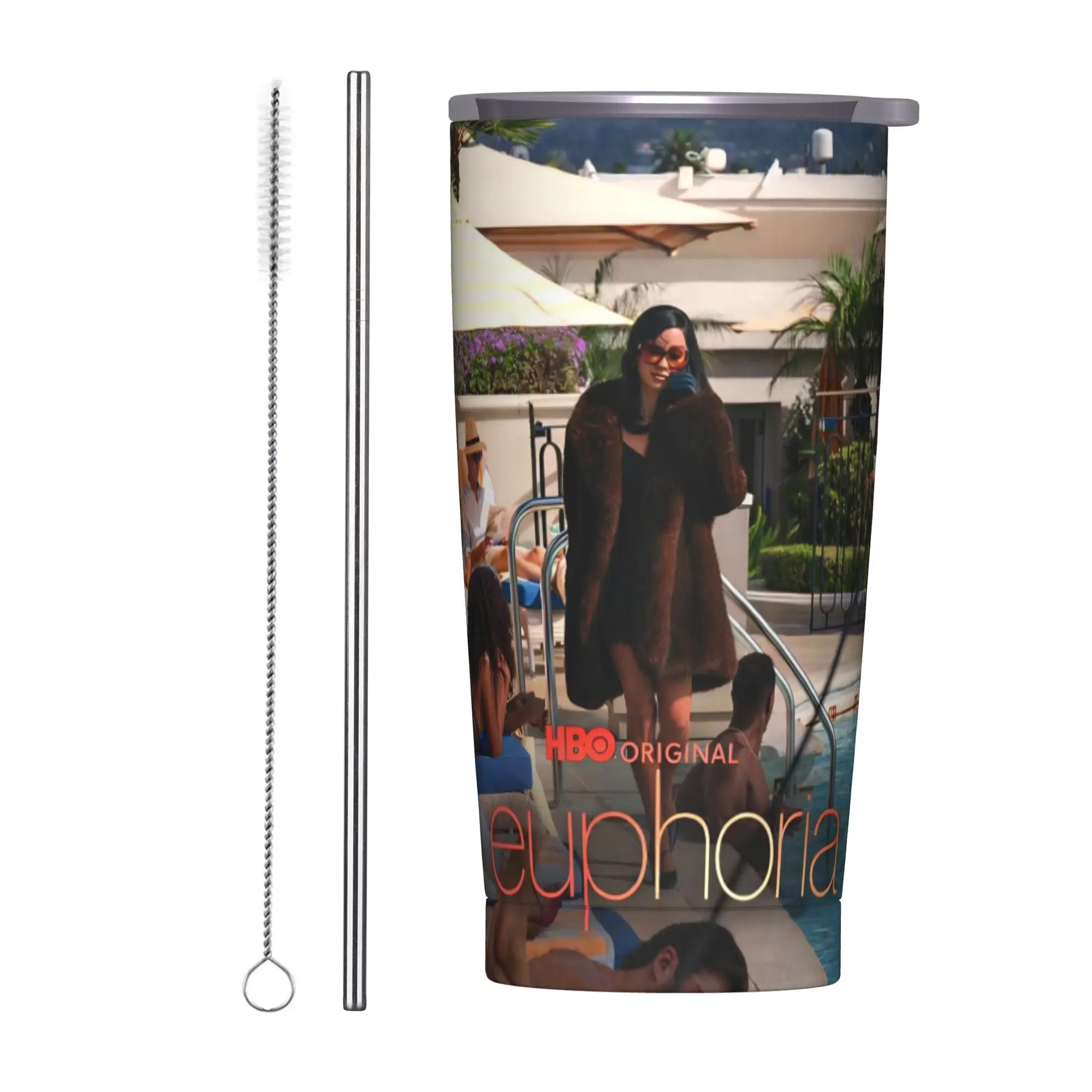 Euphorias Saison 3 – Gobelet isotherme sous vide avec couvercle et paille, tasse de voyage, bouteille d'eau 20oz