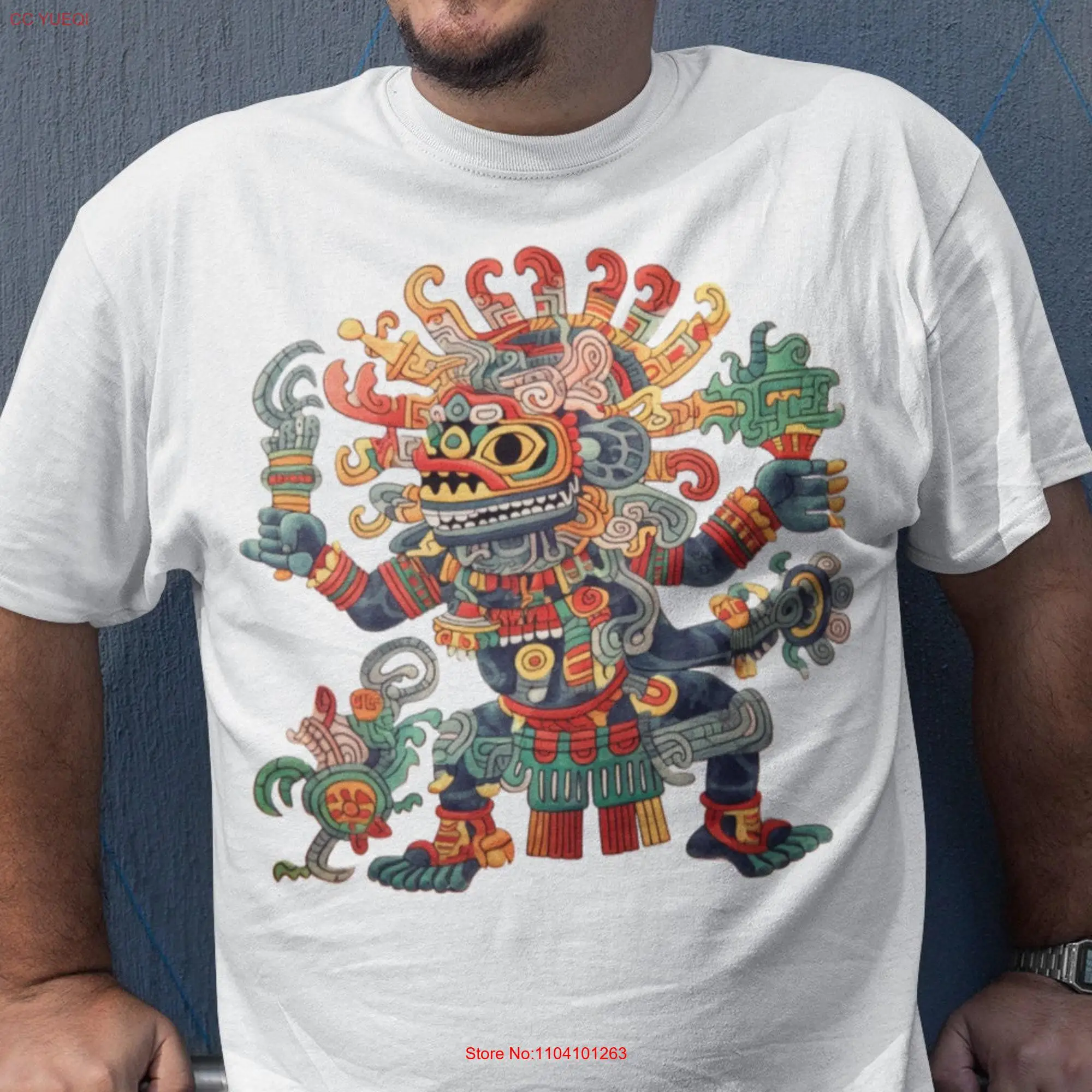 Mayan god mexican T Shirt art themed gifts clothing bday for him men long or short sleeves