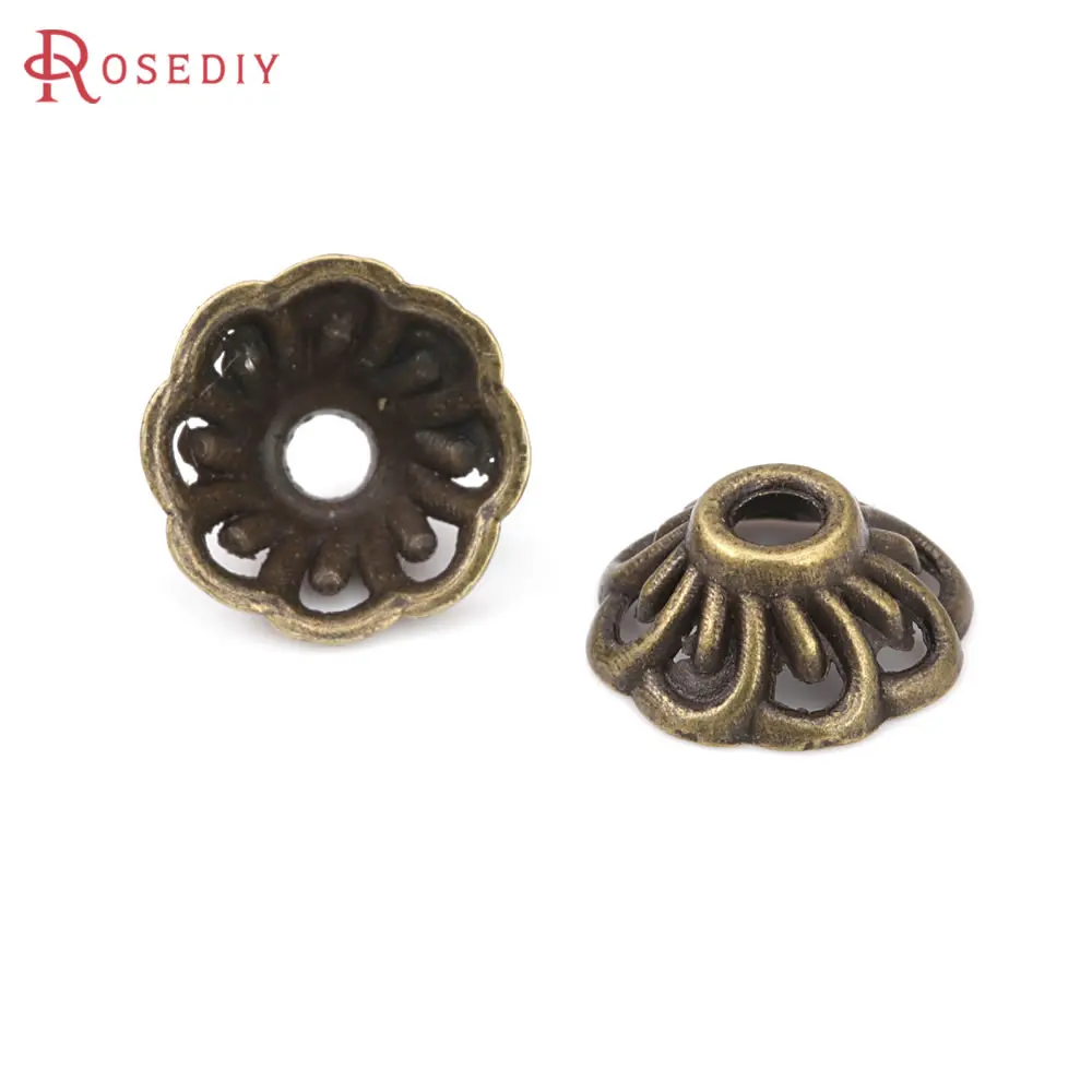 100PCS Antique Bronze Zinc Alloy Cascading Petals Flower Bead Caps Diy Jewelry Making Supplies Earrings Accessories for Women