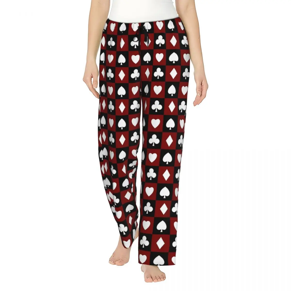 Card Suits Hearts Diamonds Clubs Spades Poker Women's Lounge Pants Loose-Fit Pajama Pants Home Pajama Bottoms