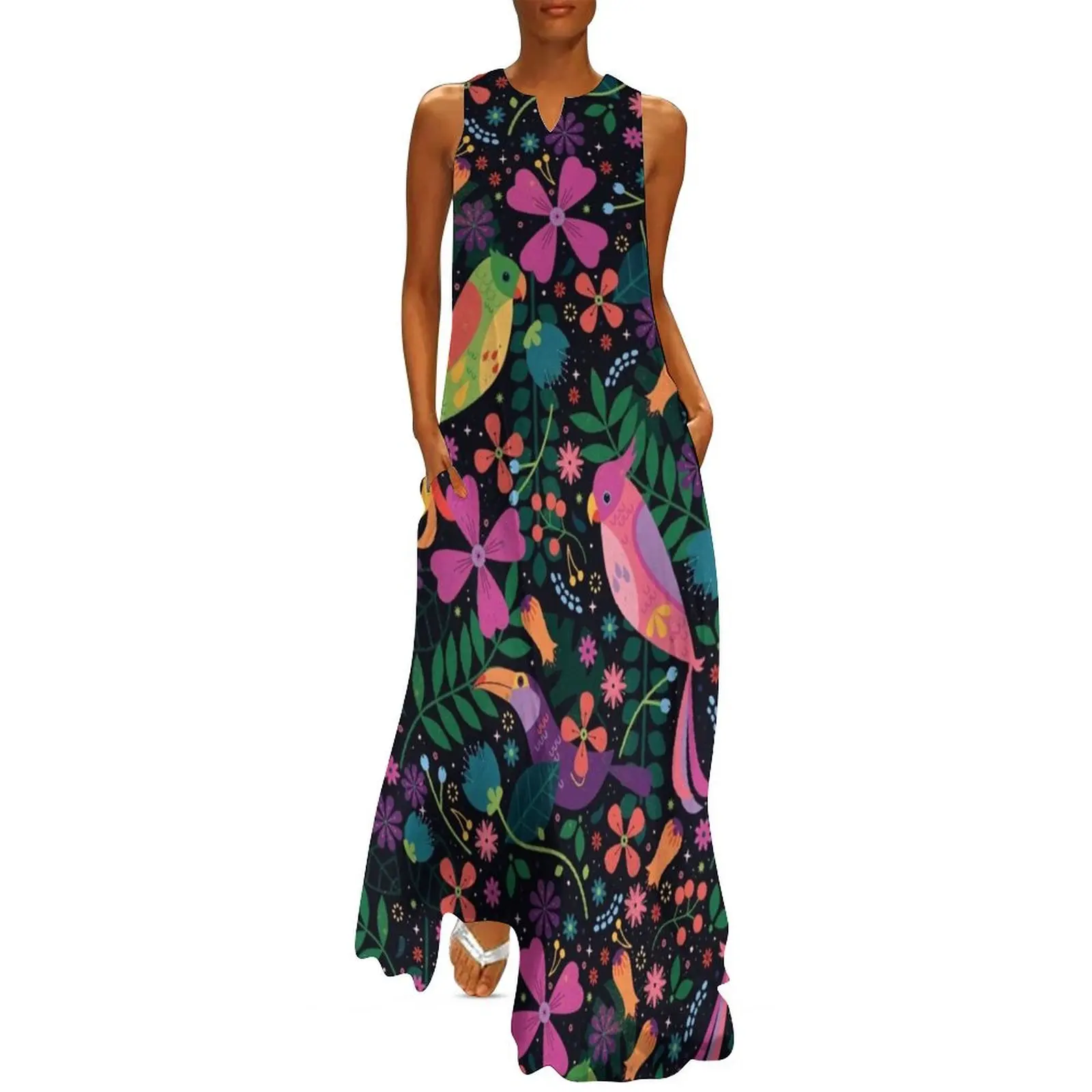 

Enchanted Birds Long Dress Women"s summer dress Evening dresses