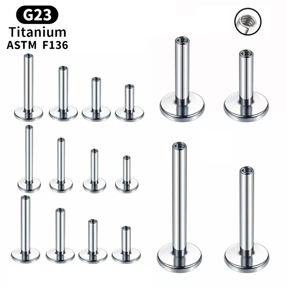 1pc G23 Titanium Piercing Internally Threaded Stud Earrings Rod Base 16G For Labret Lip Ear Body Piercing Jewelry Accessories