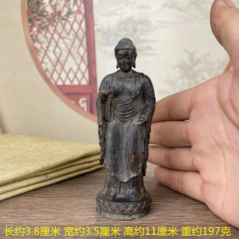 Antique Sakyamuni Copper Alloy Vairocana Home Mini Lotus Small Buddha Statue Pocket Ornaments