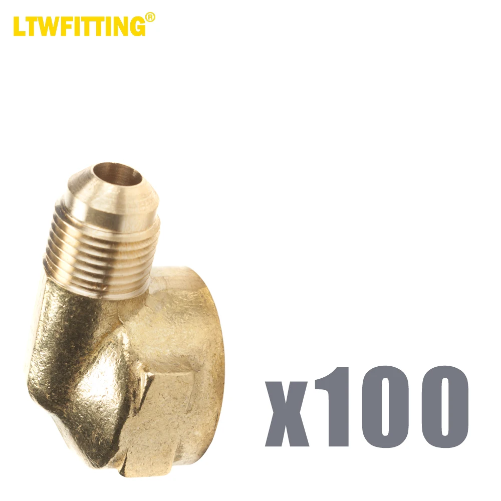 

LTWFITTING Brass Flare 3/8" OD x 3/4" Female NPT 45 Deg Flare 90 Degree Elbow Tube Fitting(Pack of 100)