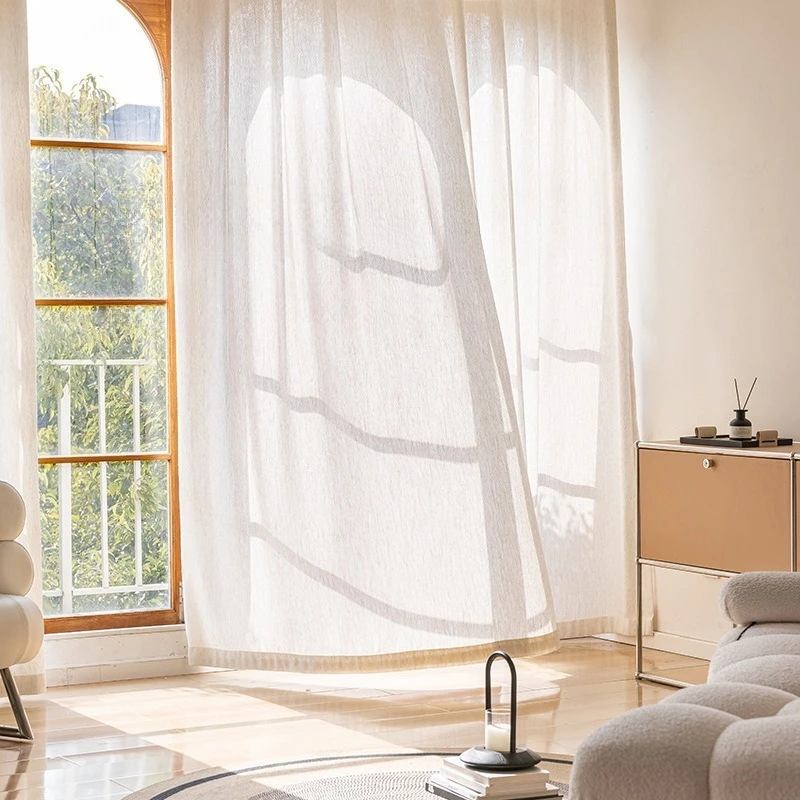 French Light Luxury and High-end Cashmere Yarn-dyed Jacquard Semi-shading Custom Size Curtains for Living Dining Room Bedroom