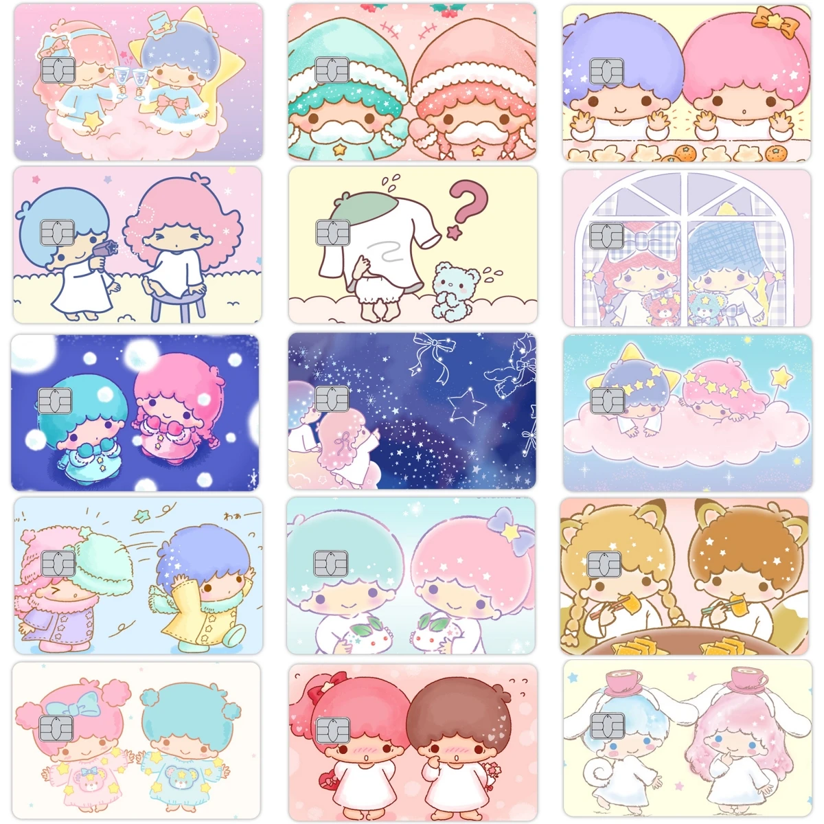 

Наклейки-стикеры «Литл Твин Старс» (Anime Kawaii) с лазерным блеском для защиты банковских карт (Visa, Mastercard, Master, Diners Club), проездных на транспорте (автобус, метро), водонепроницаемая защитная пленка